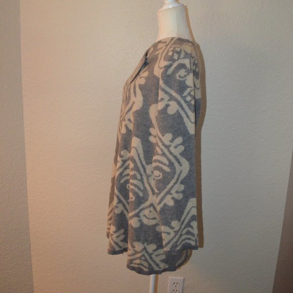 Sz L Anthropologie Hannah Grey Damask Open Cardigan Sweater - Picture 9 of 14